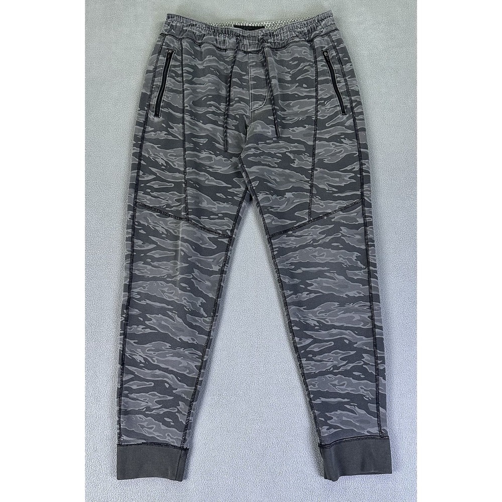 Abercrombie Fitch Joggers Pants Mens Medium Grey Camo Camouflage Fleece Lounge - Picture 1 of 9